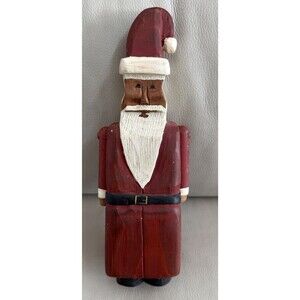 vtg folk art santa wooden hand carved Painted Boone River Creations USA EUC